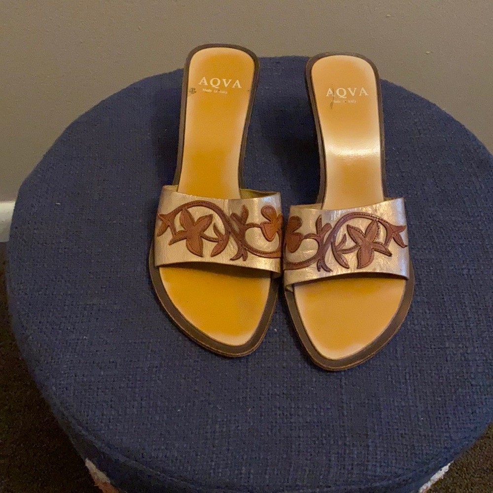 Vero cuolo shoes Brown and gold leather made in Italy size 38 used